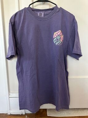 Comfort Colors Purple Tee with Pink & Green Floral Chest Graphic